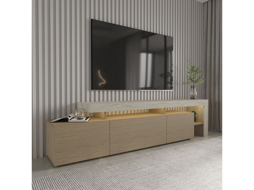 Porta TV in legno "Beliz" - 192 x 37 x 53 cm - Beige