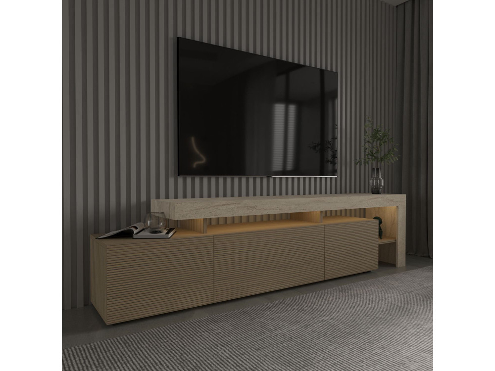 Porta TV in legno "Beliz" - 192 x 37 x 53 cm - Beige