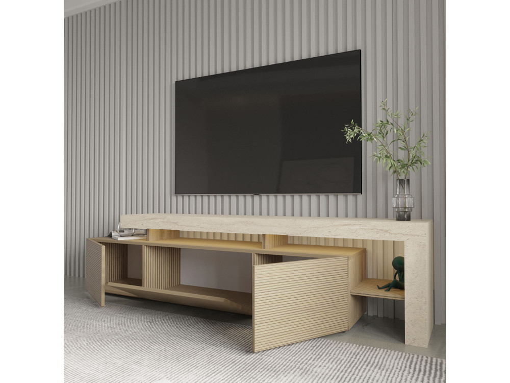 Porta TV in legno "Beliz" - 192 x 37 x 53 cm - Beige