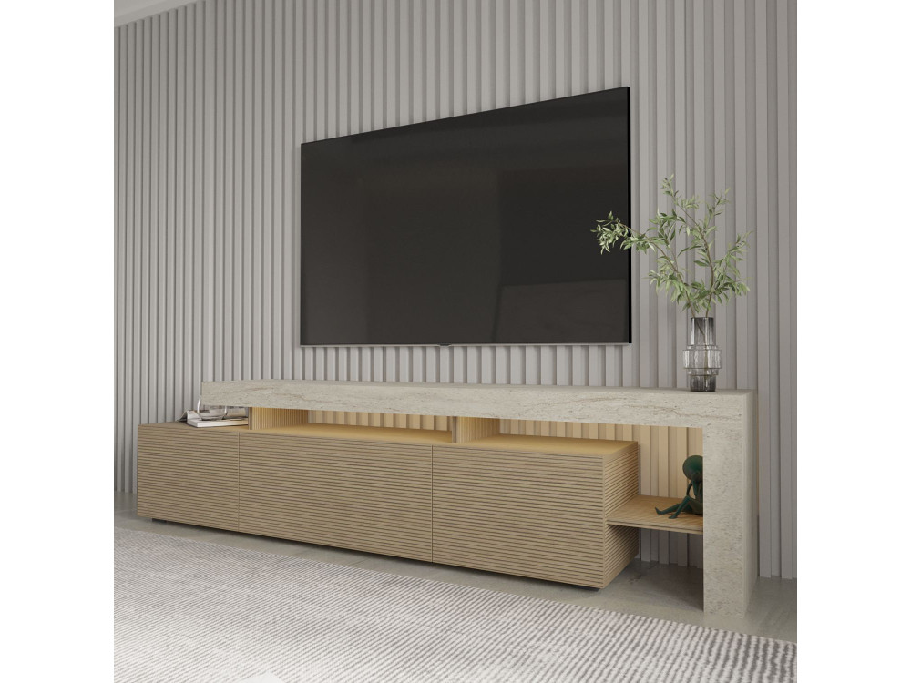 Porta TV in legno "Beliz" - 192 x 37 x 53 cm - Beige
