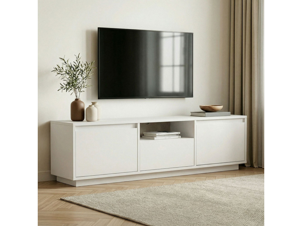 Porta TV in legno "Sentinel" - 160 x 30 x 42 cm - Bianco