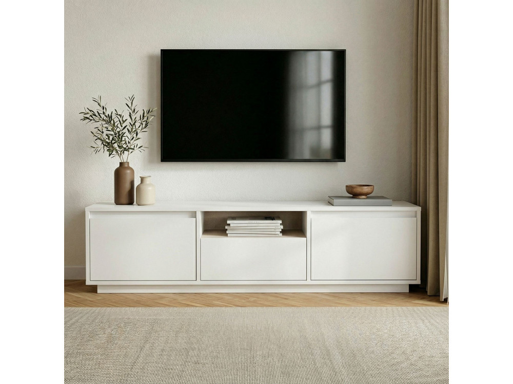 Porta TV in legno "Sentinel" - 160 x 30 x 42 cm - Bianco
