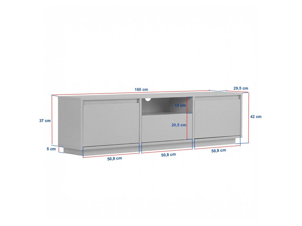 Porta TV in legno "Sentinel" - 160 x 30 x 42 cm - Beige
