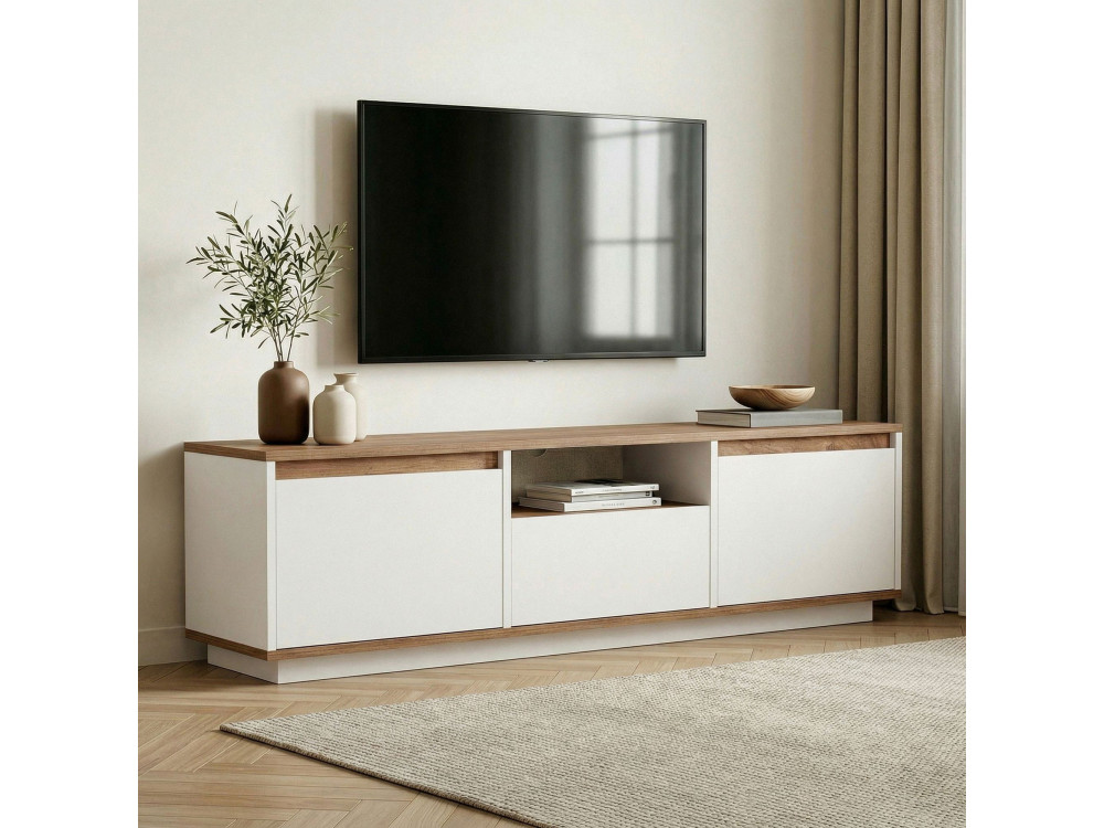 Porta TV in legno "Sentinel" - 160 x 30 x 42 cm - Bianco