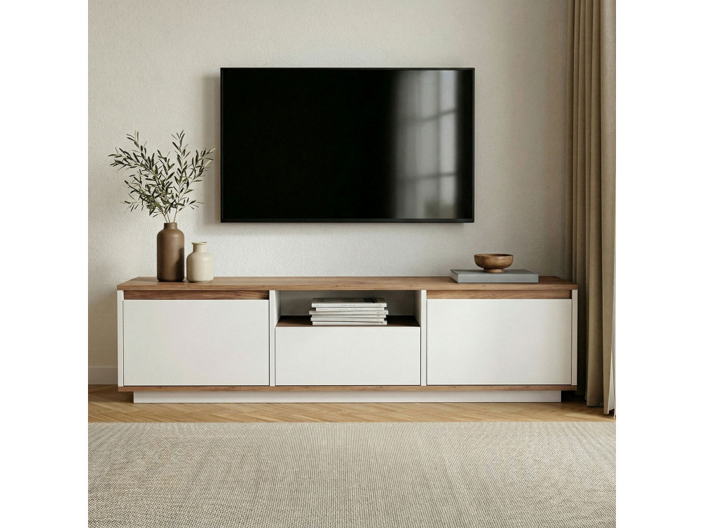 Porta TV in legno "Sentinel" - 160 x 30 x 42 cm - Bianco