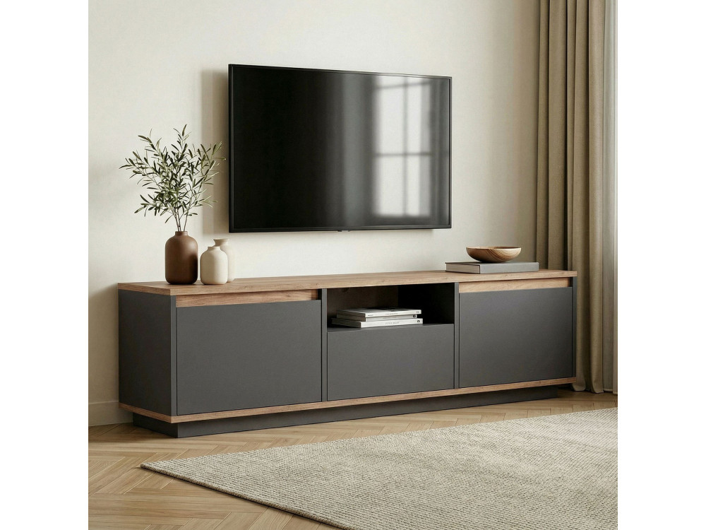 Porta TV in legno "Sentinel" - 160 x 30 x 42 cm - Grigio antracite