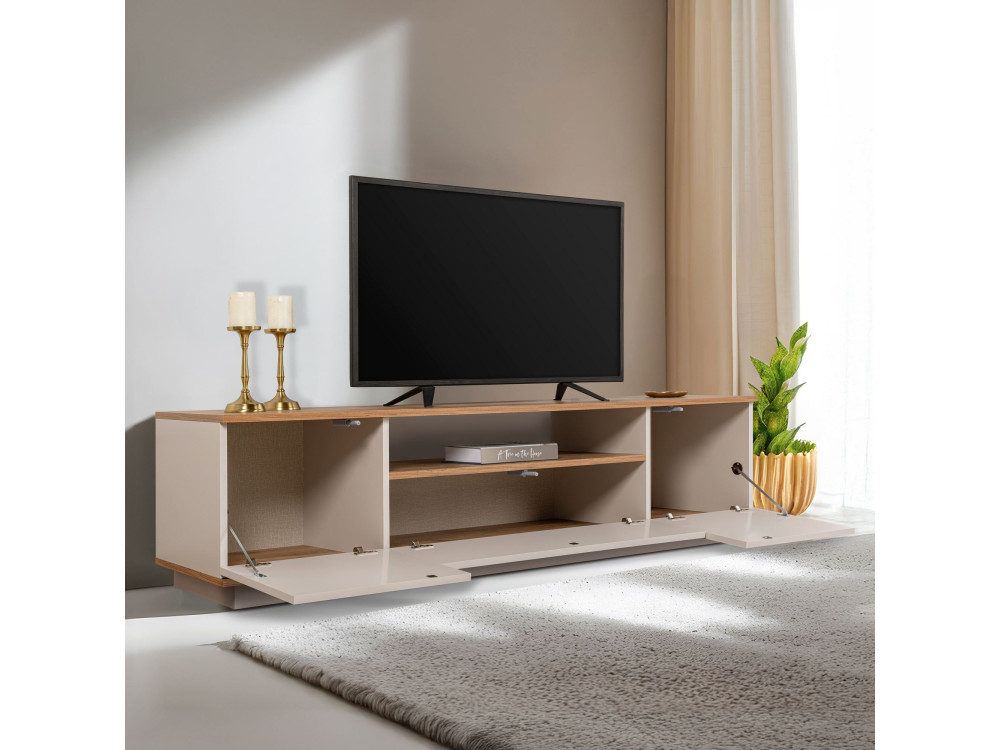 Porta TV in legno "Veramont" - 180 x 44 x 44 cm - Crema