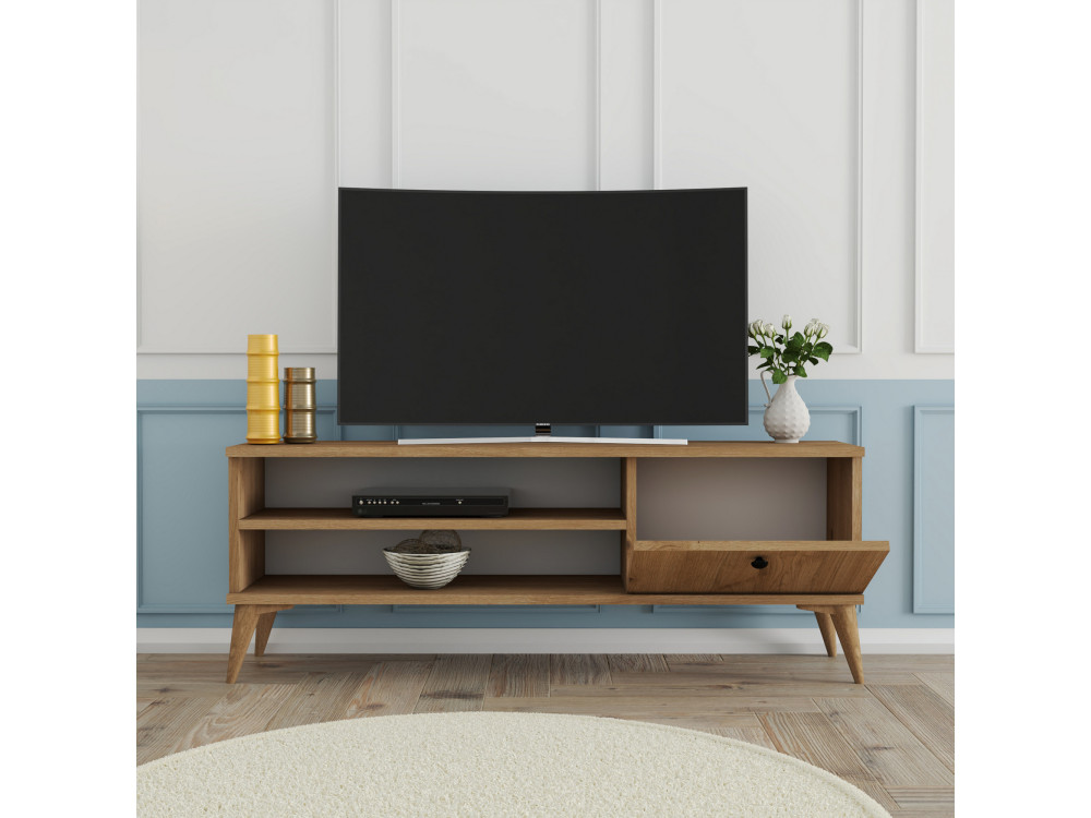 Porta TV in legno "Retro" - 120 x 29 x 44 cm - Beige