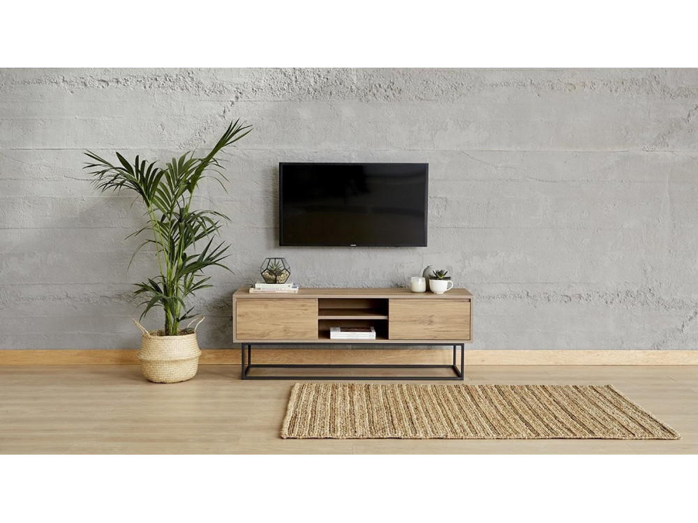 Porta TV in legno "Laxus" - 140 x 40 x 50 cm - Marrone
