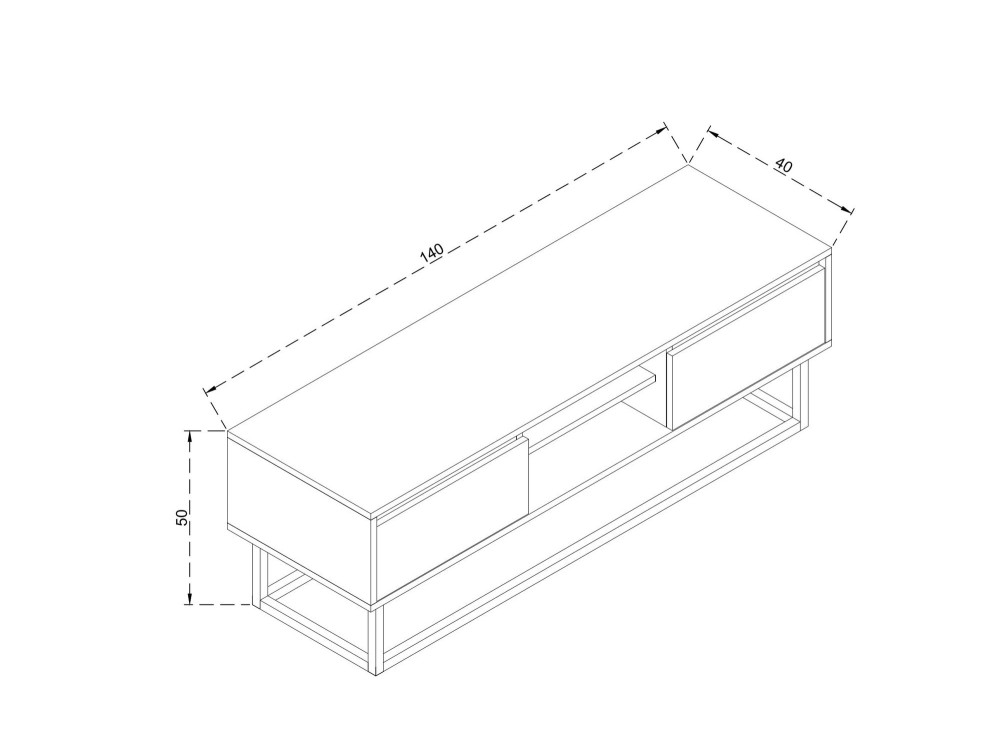 Porta TV in legno "Laxus" - 140 x 40 x 50 cm - Marrone