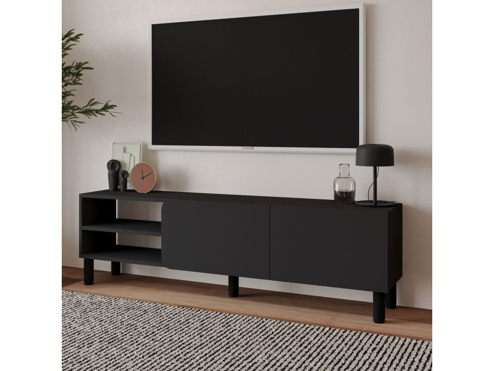 Porta TV in legno "River" - 150 x 31,4 x 48,2 cm - Antracite