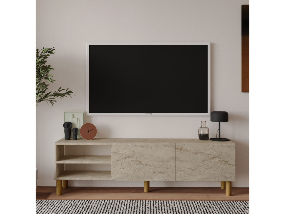 Porta TV in legno "River" - 150 x 31 x 48 cm - Travertino
