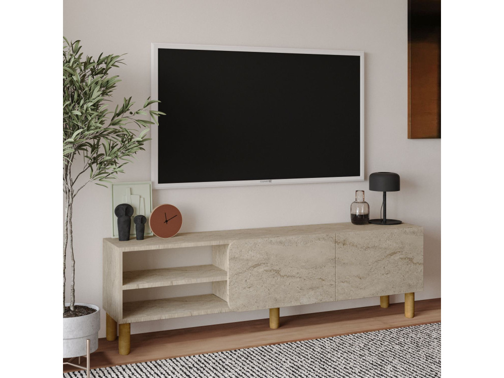 Porta TV in legno "River" - 150 x 31 x 48 cm - Travertino