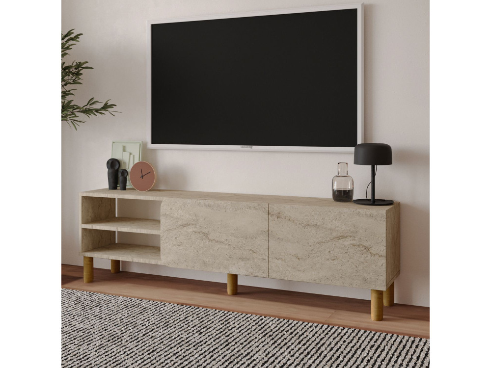 Porta TV in legno "River" - 150 x 31 x 48 cm - Travertino