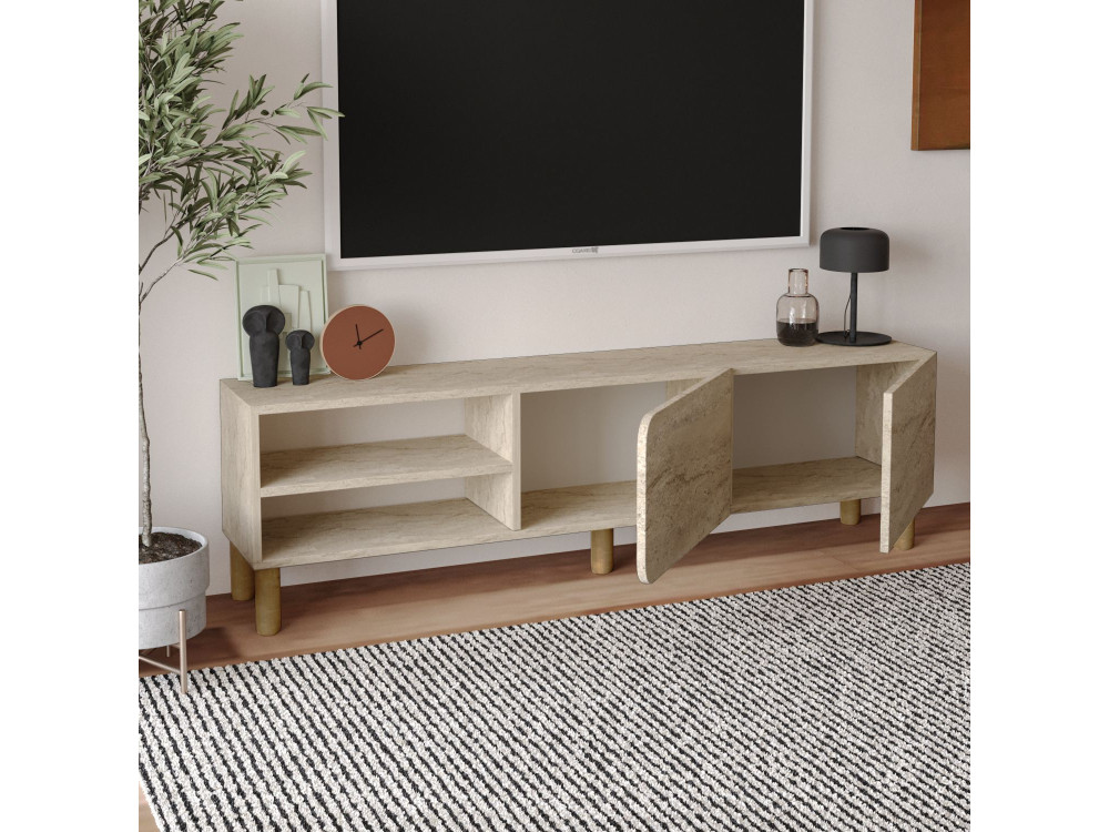 Porta TV in legno "River" - 150 x 31 x 48 cm - Travertino