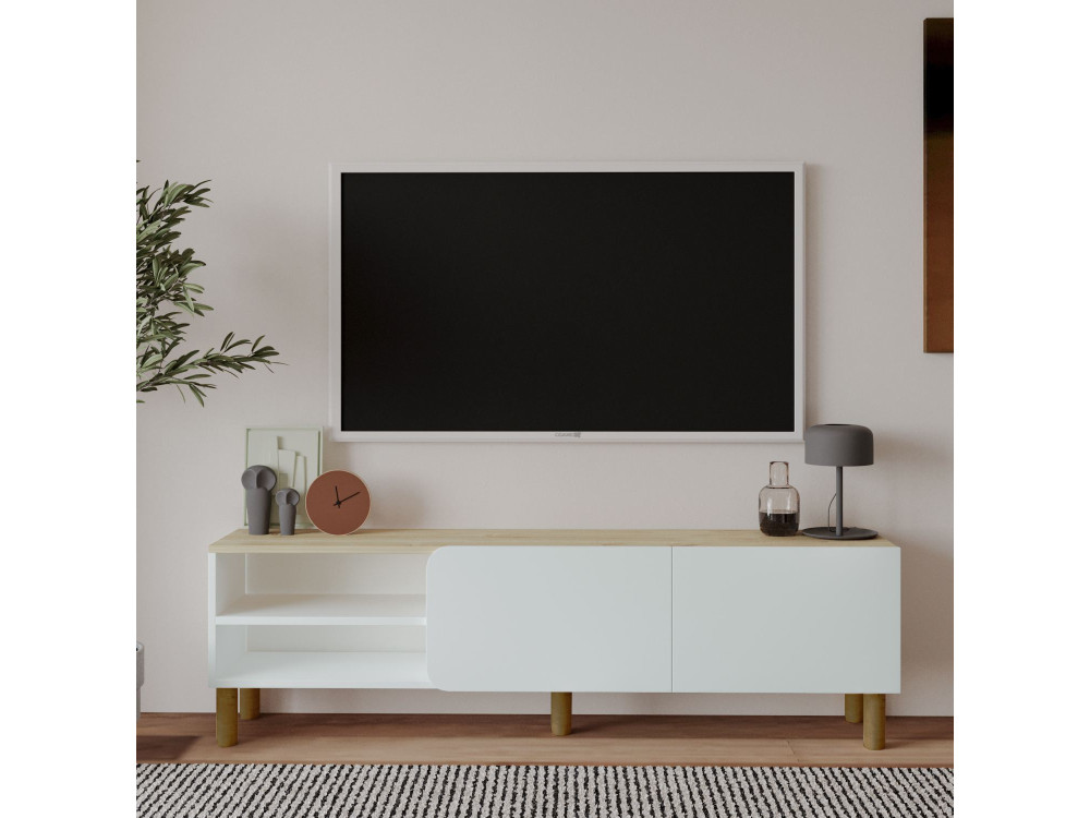 Porta TV in legno "River" - 150 x 31 x 48 cm - Bianco