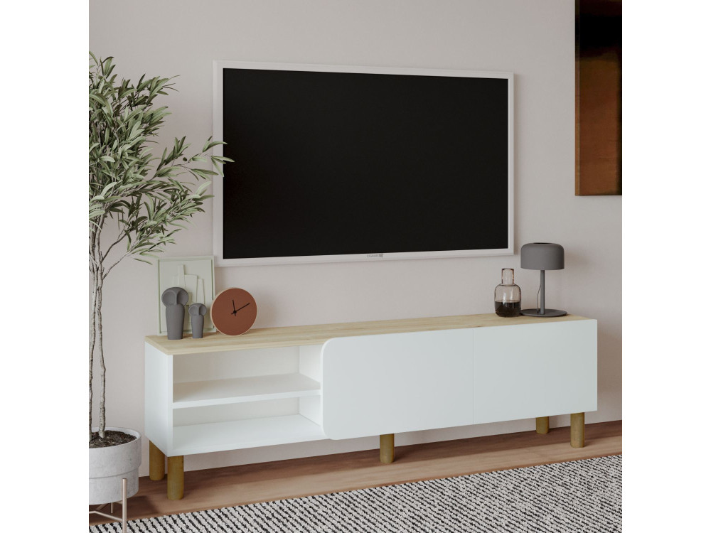 Porta TV in legno "River" - 150 x 31 x 48 cm - Bianco
