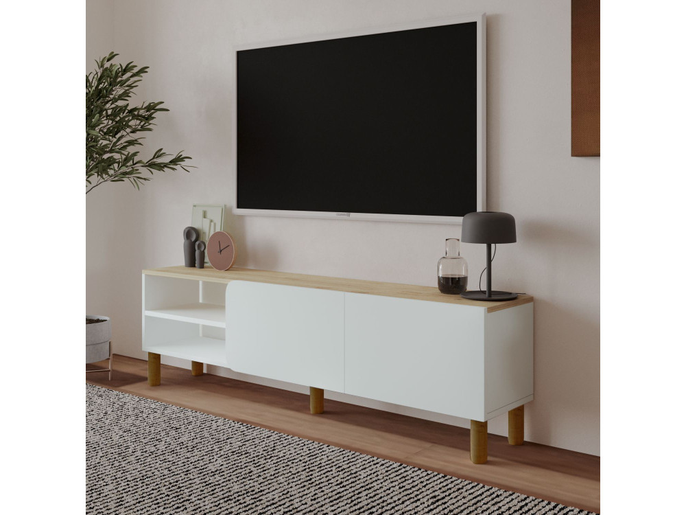 Porta TV in legno "River" - 150 x 31 x 48 cm - Bianco