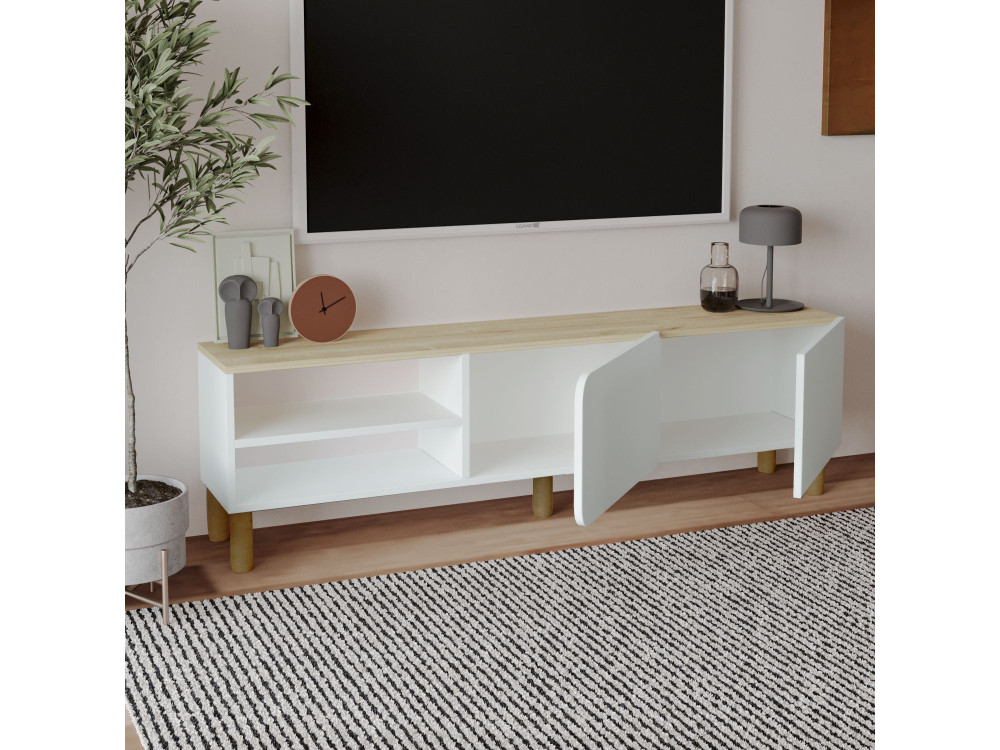 Porta TV in legno "River" - 150 x 31 x 48 cm - Bianco