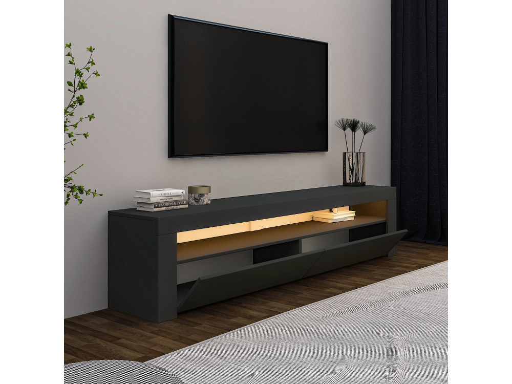 Porta TV in legno "Bati" - 150 x 36 x 46 cm - Grigio antracite