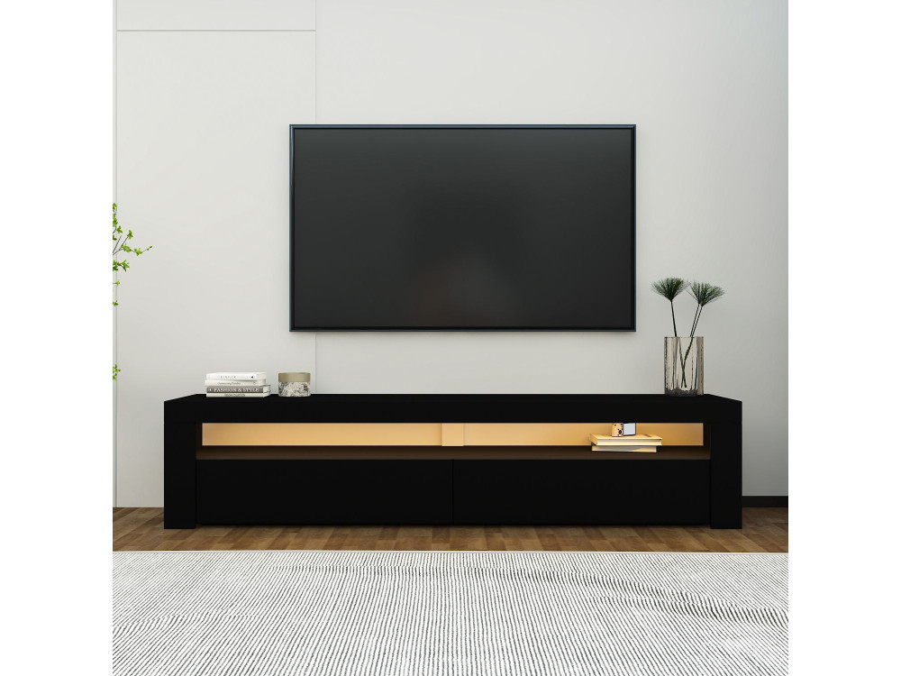Porta TV in legno "Bati" - 150 x 36 x 46 cm - Nero