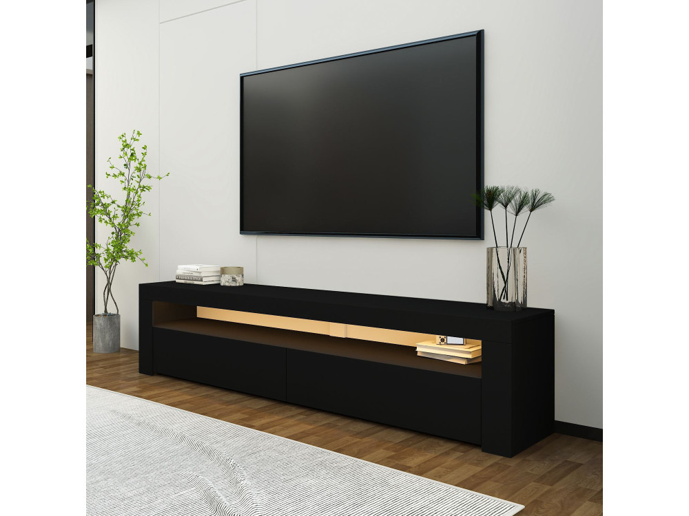 Porta TV in legno "Bati" - 150 x 36 x 46 cm - Nero