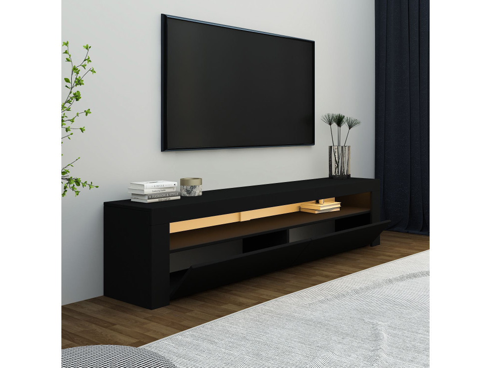 Porta TV in legno "Bati" - 150 x 36 x 46 cm - Nero