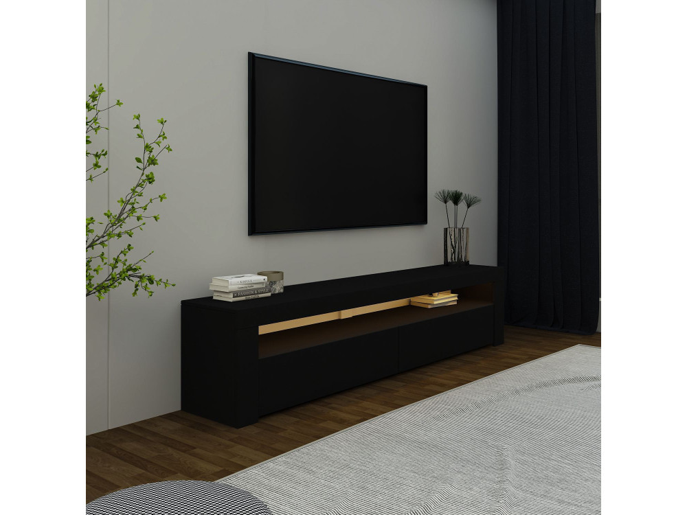 Porta TV in legno "Bati" - 150 x 36 x 46 cm - Nero