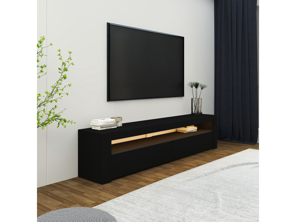 Porta TV in legno "Bati" - 150 x 36 x 46 cm - Nero