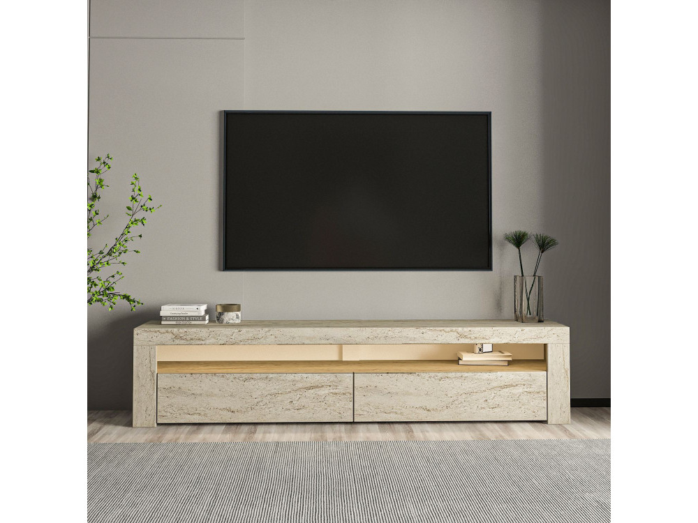 Porta TV in legno "Bati" - 150 x 36 x 46 cm - Travertino