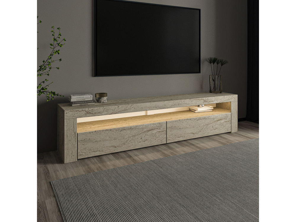 Porta TV in legno "Bati" - 150 x 36 x 46 cm - Travertino