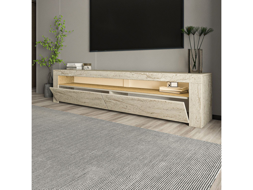 Porta TV in legno "Bati" - 150 x 36 x 46 cm - Travertino