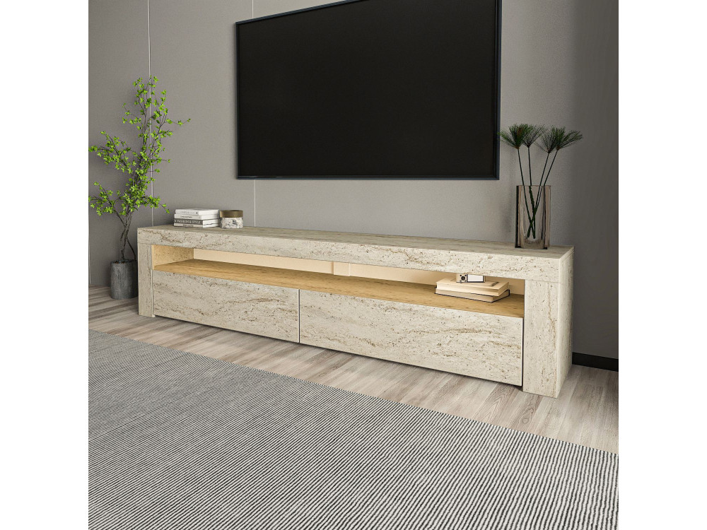 Porta TV in legno "Bati" - 150 x 36 x 46 cm - Travertino