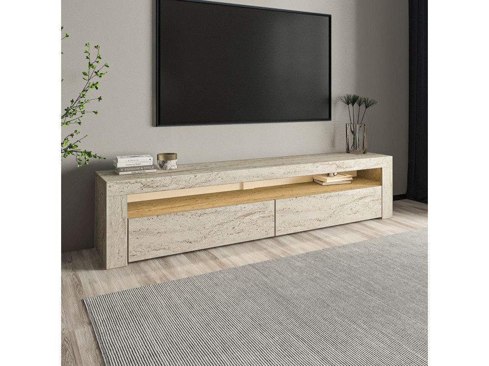 Porta TV in legno "Bati" - 150 x 36 x 46 cm - Travertino