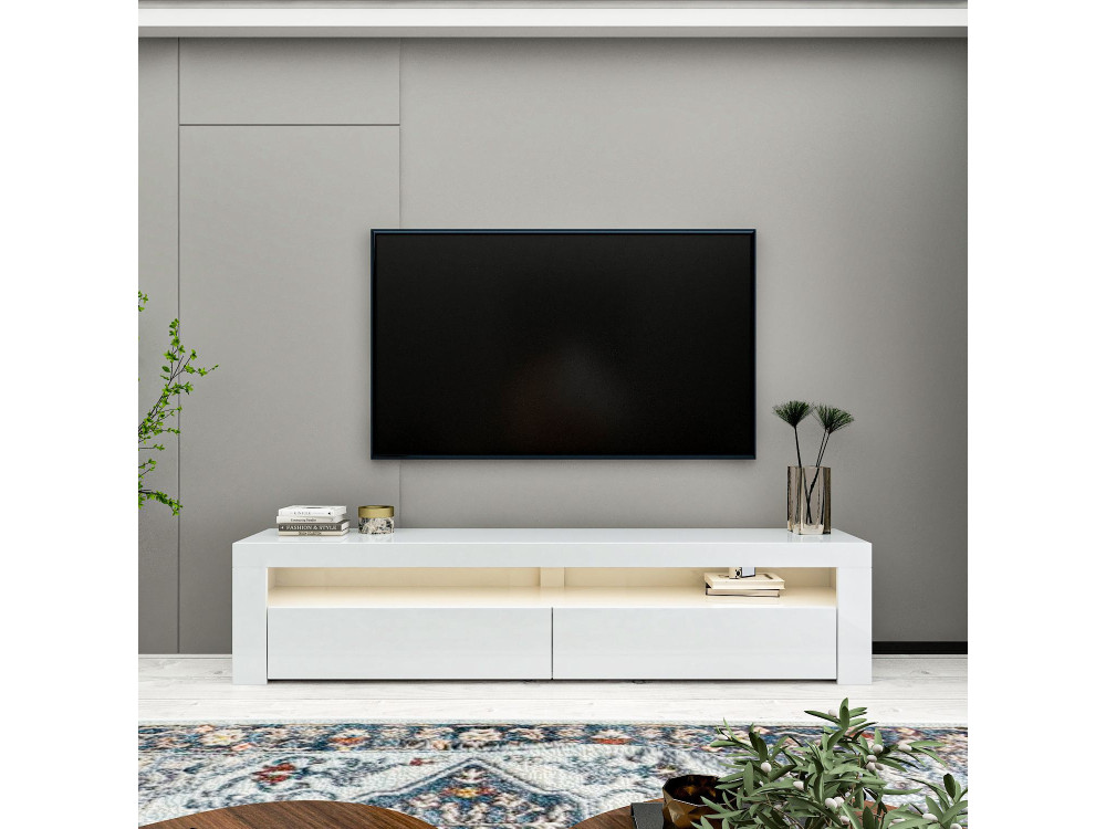 Porta TV in legno "Bati" - 150 x 36 x 46 cm - Bianco