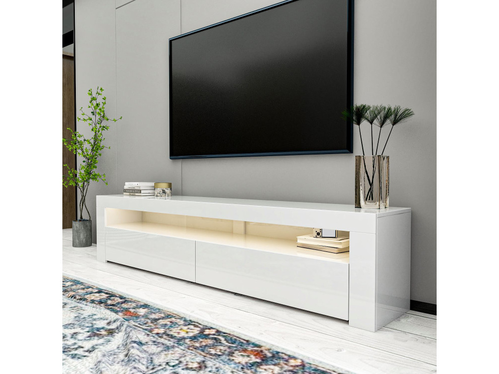 Porta TV in legno "Bati" - 150 x 36 x 46 cm - Bianco