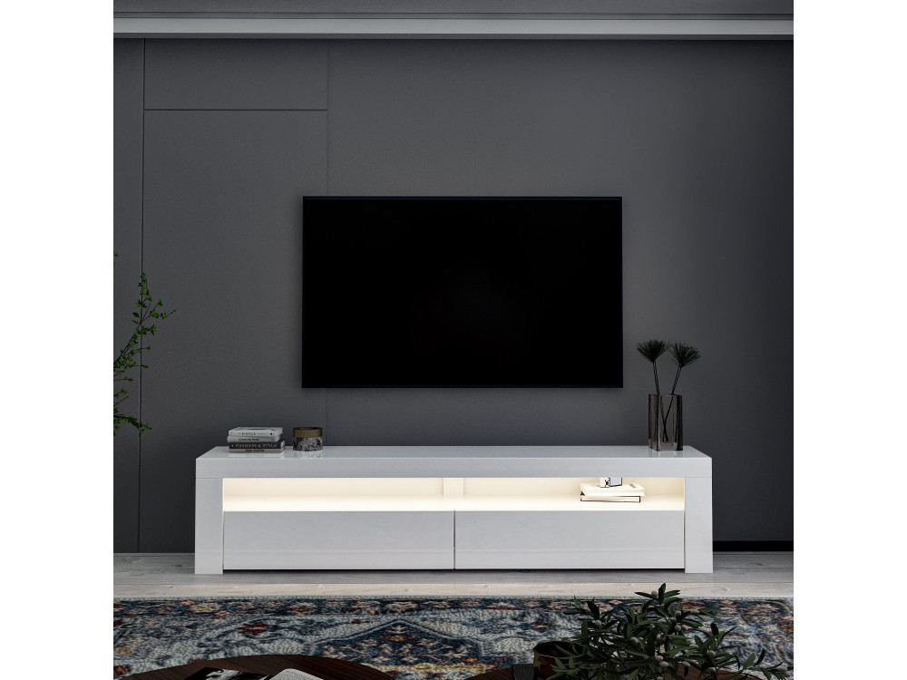 Porta TV in legno "Bati" - 150 x 36 x 46 cm - Bianco