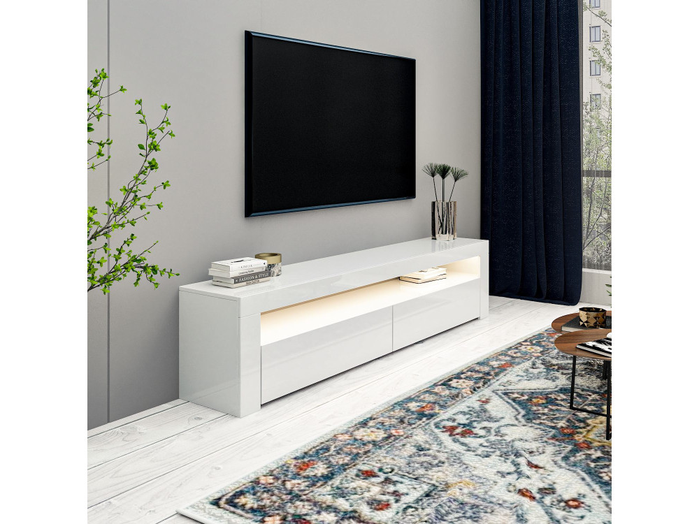 Porta TV in legno "Bati" - 150 x 36 x 46 cm - Bianco