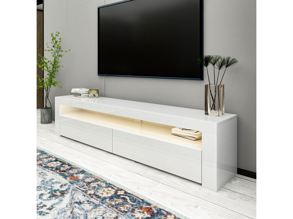 Porta TV in legno "Bati" - 150 x 36 x 46 cm - Bianco