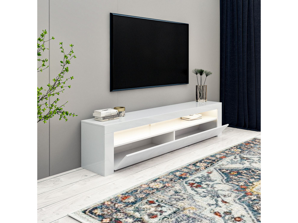 Porta TV in legno "Bati" - 150 x 36 x 46 cm - Bianco