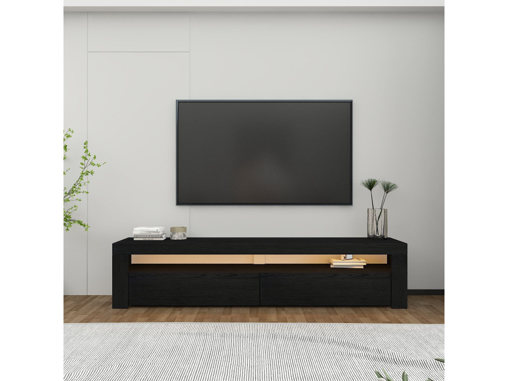 Porta TV in legno "Bati" - 150 x 36 x 46 cm - Nero