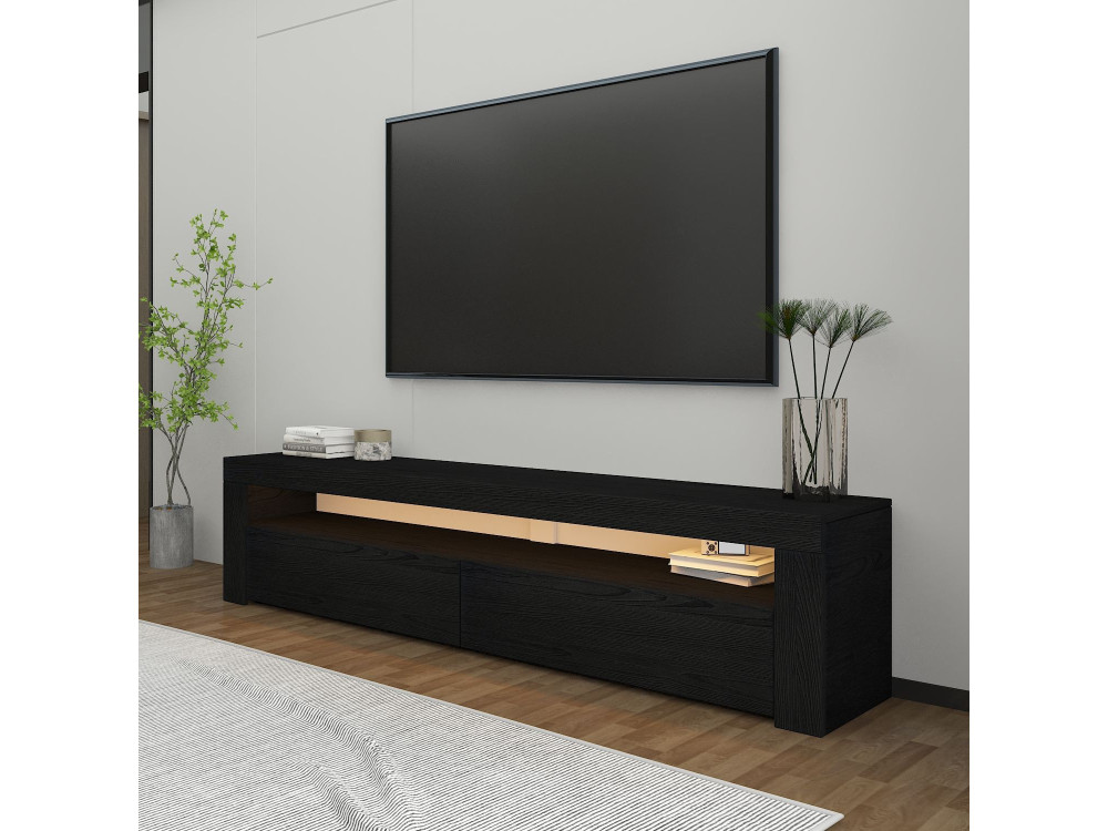 Porta TV in legno "Bati" - 150 x 36 x 46 cm - Nero