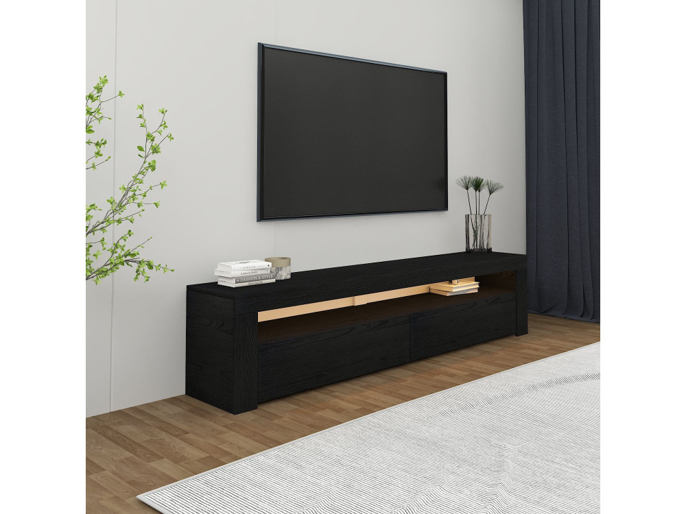 Porta TV in legno "Bati" - 150 x 36 x 46 cm - Nero