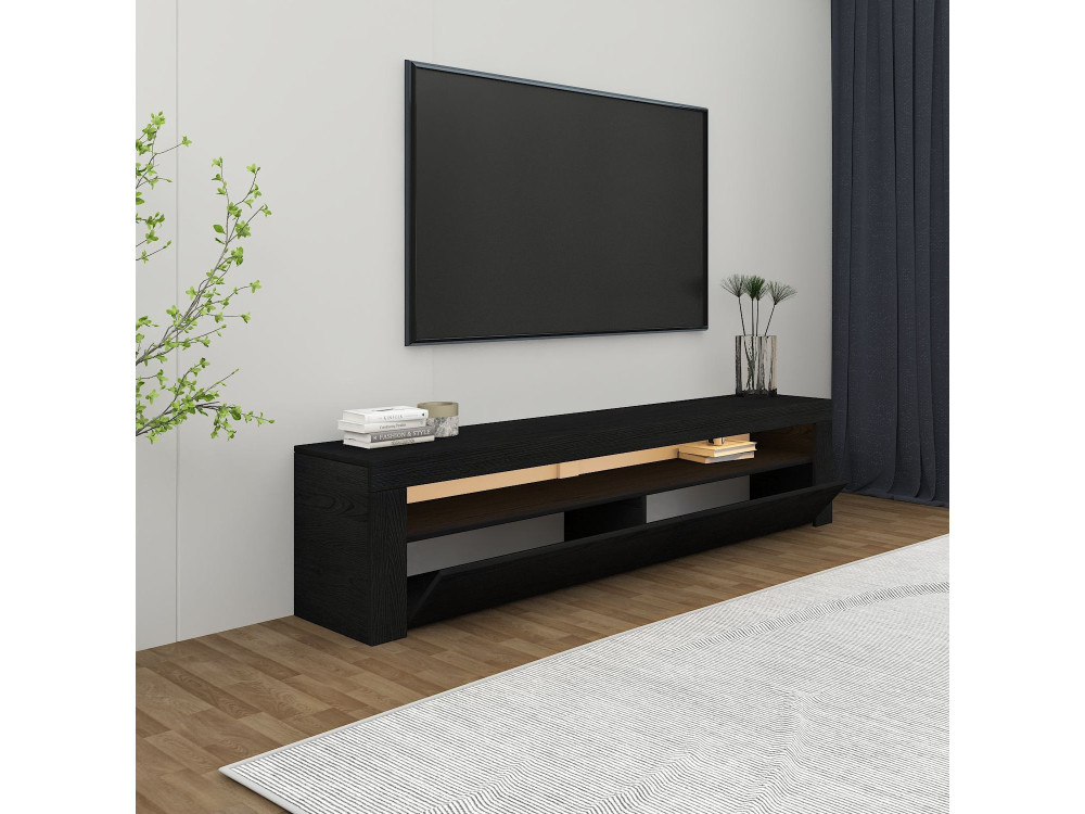 Porta TV in legno "Bati" - 150 x 36 x 46 cm - Nero