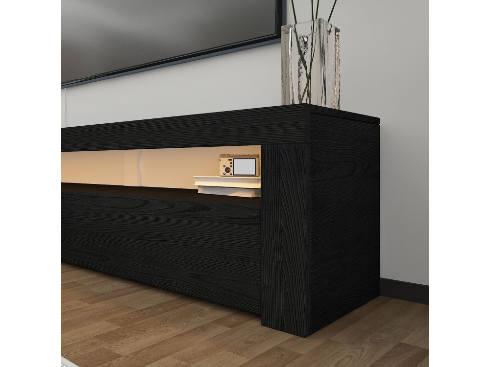 Porta TV in legno "Bati" - 150 x 36 x 46 cm - Nero