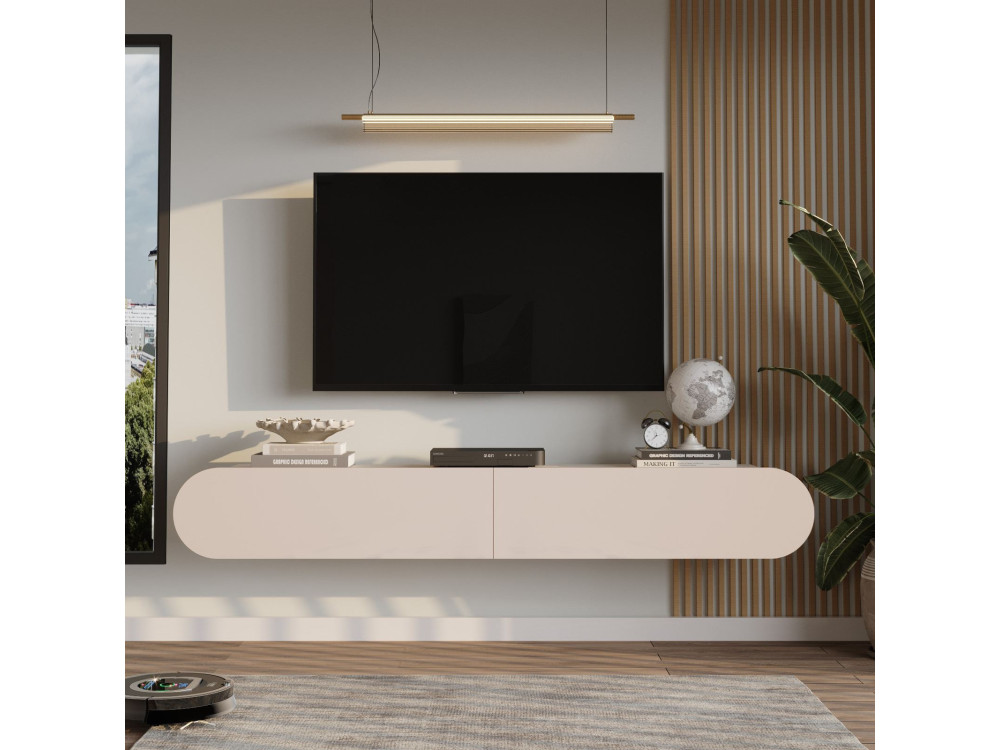 Porta TV in legno "LUM1" - 180 x 31 x 29 cm - Crema