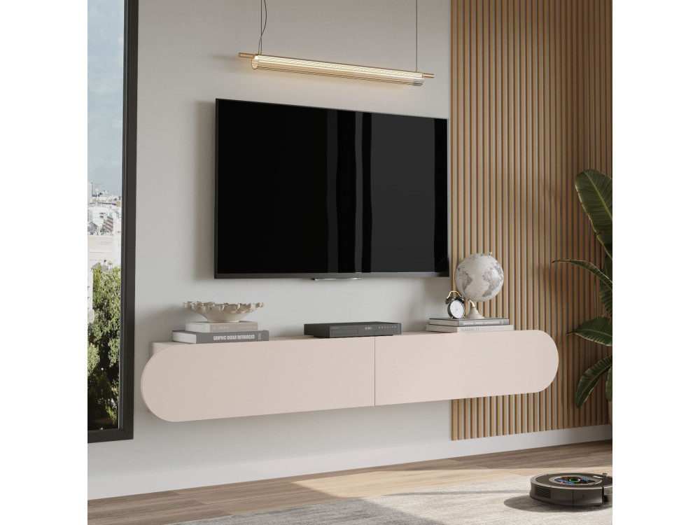 Porta TV in legno "LUM1" - 180 x 31 x 29 cm - Crema