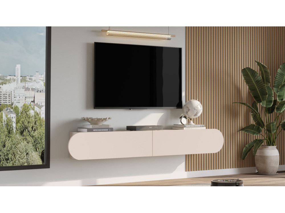 Porta TV in legno "LUM1" - 180 x 31 x 29 cm - Crema