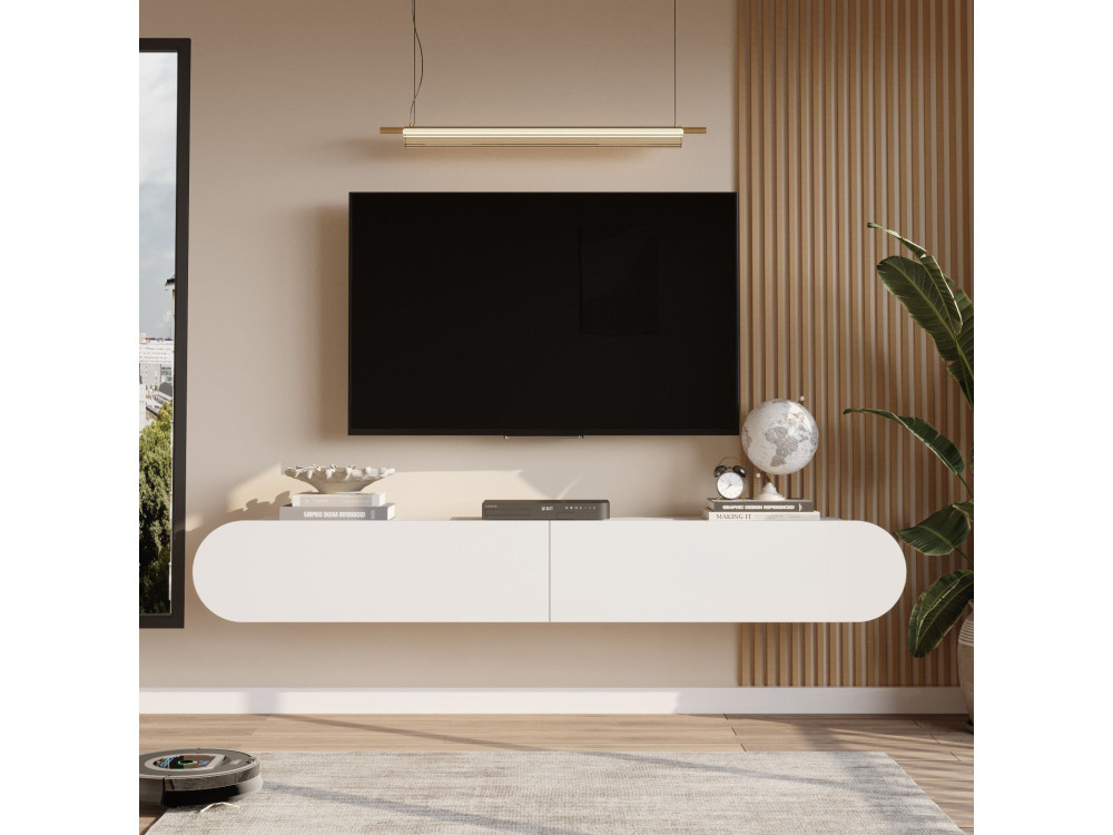 Porta TV in legno "LUM1" - 180 x 31 x 29 cm - Bianco