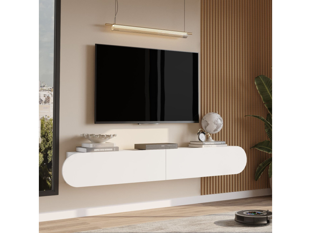 Porta TV in legno "LUM1" - 180 x 31 x 29 cm - Bianco